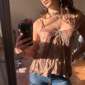 free people brown patterned tank